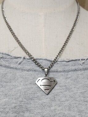 Silver Superman Pendant Necklace